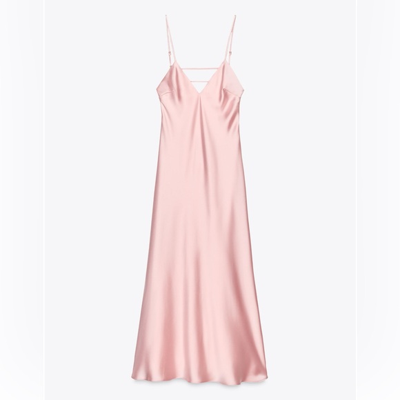 Zara SATIN EFFECT MIDI DRESS - Picture 1 of 7